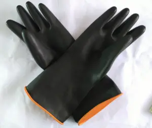 35cm de long Noir résistant aux acides TOUR NORD MARQUE gants en caoutchouc Industriels