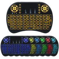 Mini clavier personnalisé, souris aérienne, rétroéclairage 7 couleurs, 2.4g, télécommande I8 Air Mouse avec récepteur USB