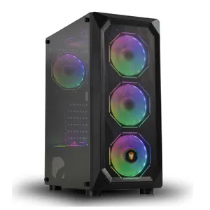 SATE(K875)low moq ATX CASE High Quality argb rgb Game computer case with rgb fan 6 and argb controller and 40cm rgb light bar