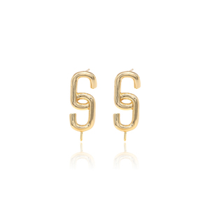 De diseño de moda 14K chapado en oro Irregular carta S Stud pendiente - Product Image 6