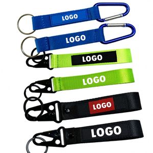 Custom New Style Design <b>Keyring</b> Motorcycle Woven Short Lanyard Strap Eagle Buckle Promotional Keychains & Carabiners - Product Image 2