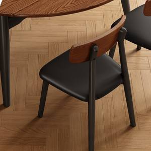 Plateau tournant en <span class=keywords><strong>bois</strong></span> massif Table à manger ronde Table à manger haut <span class=keywords><strong>de</strong></span> gamme en noyer-noir avec plateau tournant - Product Image 2