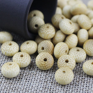 Perles de bambou dorées 6x9mm, motif grain de bois, perles polies dispersées pour bracelet DIY, accessoires de perles bouddhistes - Product Image 2