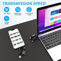 FIDECO NUEVO diseño 4 en 1 compatible tipo C Lightning conector USB TF SD Micro OTG Adaptador lector de tarjetas para Iphone