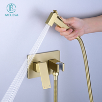 Ensemble de douchette de bidet mural en laiton Melissa moderne avec douchette verticale, robinet chaud/froid, robinet de baignoire