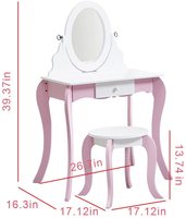 Dessin animé artisanat beau miroir baroque enfant Design fille maquillage bureau commode bébé chambre en bois enfant meubles coiffeuse