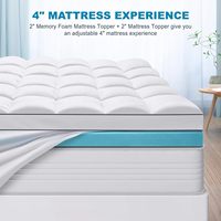 Couvre-matelas en mousse à mémoire de forme en gel de 2 pouces et rafraîchissant de 2 pouces Couvre-matelas en mousse à mémoire de forme à double couche Nature