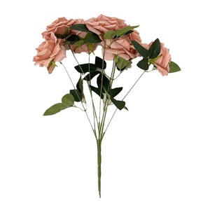 Bouquet de roses artificielles 7 têtes, fleurs en soie couleur cappuccino, pour mariage, décoration intérieure, fait main - Product Image 3