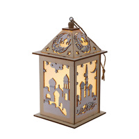 Lanterne LED en bois pour le Ramadan, Lumière suspendue ajourée Mosquée et Lune pour l'Aïd Moubarak, Décoration musulmane pour la maison