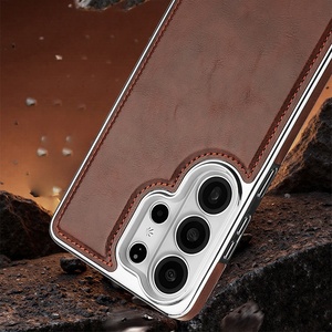 Étuis de téléphone portable en cuir PU magnétique électro-plaqué de luxe pour Samsung S26 S24 Ultra S25 Plus, charge sans fil, protection contre les chocs - Product Image 5
