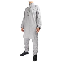 Jubba blanche pour homme, Abaya décontractée à manches longues, avec broderie latérale rose, en coton égyptien, style Drosh Jalabiya Thobe Al Asseel