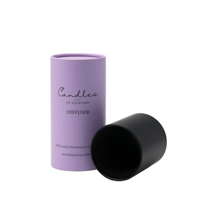 Eco-friendly Customized Logo Black Kraft Paper Sleeve Cylinder Tube Packaging Elegant Round <b>Container</b> Fragrance Diffuser Packing - Product Image 1