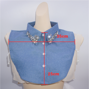 Lhy Koreaanse Stijl Diamant Decoratie Kraag Afneembare Puur Katoenen Strass Valse Kraag Voor Vrouwen Shirt Kraag Accessoires - Product Image 2