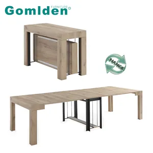 Nordic Space Saving Natural Wood Finish Große ausziehbare Esstische für Esszimmer