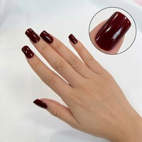 Groothandel Bourgondië Wijnrood Persnagels Korte Vierkante Effen Kleur Glansrijke Kunstnagels Privélabel Kunstnagels Groothandel