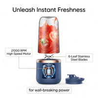 Mixeur Blender Portable Électrique 6 Lames, Tasse à Jus Maison Commerce Alimentaire, Recharge USB