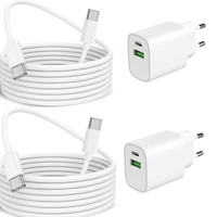 Adaptateur de charge rapide spécial 20W Pd avec câble de 1m, adaptateur USB Type C 2 ports avec prise EU US pour voyage