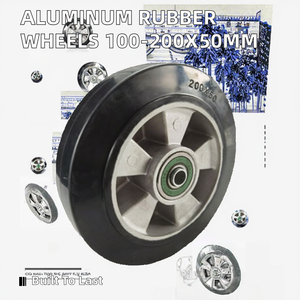 Rueda Giratoria de Aluminio y Goma de 200x50 mm, Tipo con Orificio para Perno 100125, 150 mm x 50 mm - Product Image 2