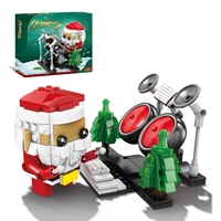 Bloques de Construcción de Plástico 3D para Niños, Diseño de Papá Noel, Reno y Trineo Navideños