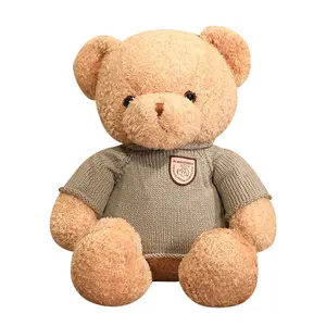 कस्टम लोगो टेडी बियर आलीशान खिलौना जन्मदिन उपहार भालू भरवां पशु गुड़िया बच्चों के लिए लोगो नाम जोड़ें खिलौना आलीशान गुड़िया