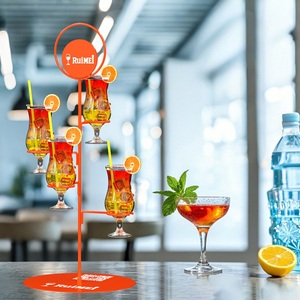 4-Glass Công suất truy cập kim loại dây rượu vang thanh giá Cocktail hiển thị đứng cho cây Thủy Tinh hiển thị - Product Image 1