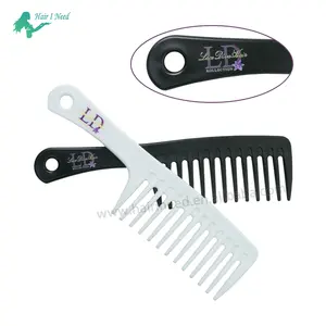 Professional barber Salon plastic long handle hair combs detangling wide tooth comb custom logo for wig