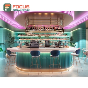 Commercial Coffee Service <b>Counter</b> Front Checkout Zone Condiment Shelf Cafe Service <b>Counter</b> - Product Image 5