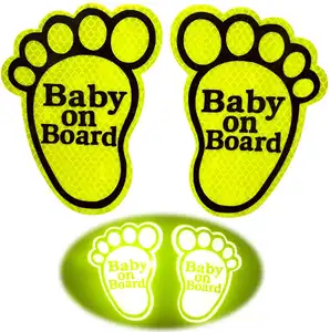 Kustom intensitas tinggi reflektif tanda keselamatan bayi di papan di kaki mobil stiker stiker untuk Bumper mobil jendela di semua Weather