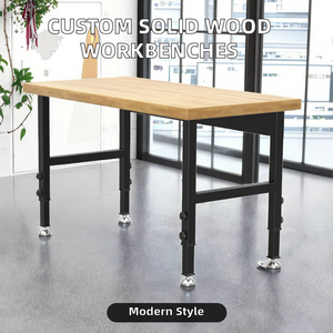 Bancos de Trabajo Modernos de Madera Maciza Personalizables - Escritorio para Computadora Ecológico Ajustable - para Talleres, Oficinas y Garajes - Product Image 2