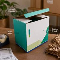 Caja de Cartón Corrugado Impresa Offset, Embalaje Ecológico de Kraft, Diseño Personalizado con Logotipo de Marca, Resistente, Multiusos, para Envíos y Venta Minorista