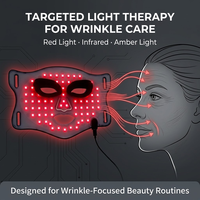 Masque de luminothérapie LED rechargeable avec lumière rouge, bleue, infrarouge et ambre pour les soins du visage