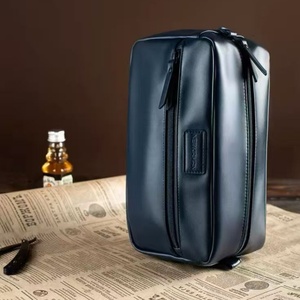 Portable Handheld Men's Cosmetic Bag, Waterproof PU Leather Travel Wash Pouch for Toiletries & Grooming Essentials - Product Image 5