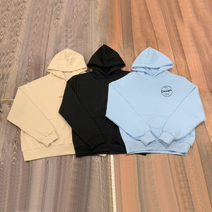 Sweat-shirts à capuche pour hommes bleus, logo personnalisé, coton de haute qualité, molleton français, automne, décontracté, uni, vente en gros - Product Image 5