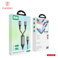 Cable Earldom PD30W+60W 2 en 1 USB C a USB C con Carga Rápida PD para iPhone 15 Pro, Galaxy S24, Laptop, Cable de Carga USB Tipo C