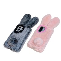 Étui de protection en peluche douce anti-dérapant avec support en forme de cœur mignon pour Samsung S26, S25 Ultra, S26 Ultra, A56, A16