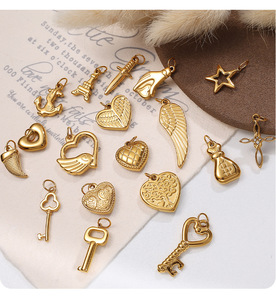 Abalorios de iconos de doble cara con elementos dorados eternos para niños, para fabricación de joyas DIY, de acero inoxidable chapado en oro PVD de 18K, temática marítima - Product Image 5