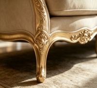 Ensemble de canapés en tissu de style français de luxe, cadre en bois massif sculpté doré, canapé pour salon de villa, mobilier haut de gamme pour hall d'hôtel