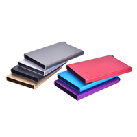 Portefeuille porte-cartes en aluminium avec logo personnalisé, blocage RFID, cadeau d'affaires, étui pour cartes de crédit avec boîte cadeau