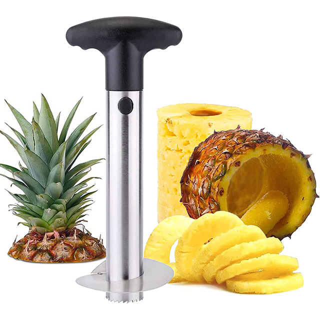 Super Fast Stainless Steel Pineapple Corer and Slicer Easy-to-Use Kitchen Tool for Core Removal and Slicing Fruit & Vegetables
