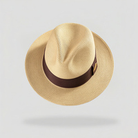Topi Jerami Panama Kustom Pria, Topi Fedora Musim Panas dengan Pita Hitam, Topi Pantai Ringan untuk Liburan, Topi Kasual untuk Perjalanan Luar Ruangan