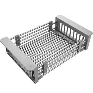 Kitchen Sink Storage Rack Organizer Stainless Steel Telescopic Over The Sink Dish Drying Rack