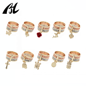 עלה פרפר ינשוף פיל גואדלופה של צלב דולפין לב צב תלתן דתי תכשיטי Oro laminado טבעות - Product Image 2