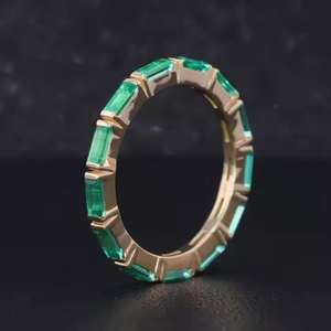 <b>Emerald</b> Cut Green Moissanite <b>Ring</b> 925 <b>Silver</b> Classic Elegant Design for Wedding Engagement Gift and Daily Wear - Product Image 2