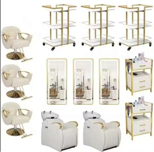 Ensemble de mobilier de salon de coiffure de luxe noir et or, équipement de beauté, chaise de barbier, chaise de manucure et miroir à vendre - Product Image 4