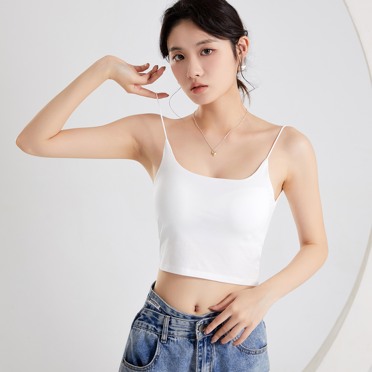 Custom Women's Tank Tops Summer Sexy Open Back Beauty Breathable Square Collar Camisole Padded One-Piece Yoga Top Casual Short