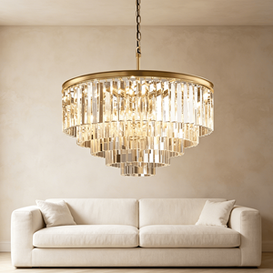 Lustre en verre cristal et fer industriel de luxe <span class=keywords><strong>Odeon</strong></span>, LED réglable en hauteur, pour la décoration de la maison, des hôtels, des cafés, des restaurants - Product Image 2