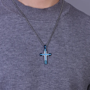 Hip-Hop Anlauffreie Vergoldete Edelstahl-Halskette mit Gewölbter Oberfläche und Kreuz-Anhänger für Männer - Product Image 3