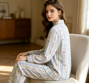 Wholesale High Quality Winter Cotton Pajamas Women Long Sleeve <b>Trousers</b> Printed Home Wear Casual Cardigan Sleepwear Suit Thermal - Product Image 5