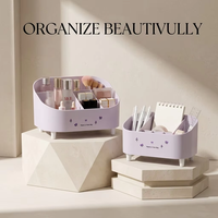 Boîte de rangement de bureau WONFUN à compartiments couverts, simple couche, pour dortoir étudiant, organiseur de cosmétiques