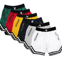 Cinco pantalones cortos deportivos para baloncesto, Shorts transpirables de secado rápido, antivuelco, color negro, rojo y blanco